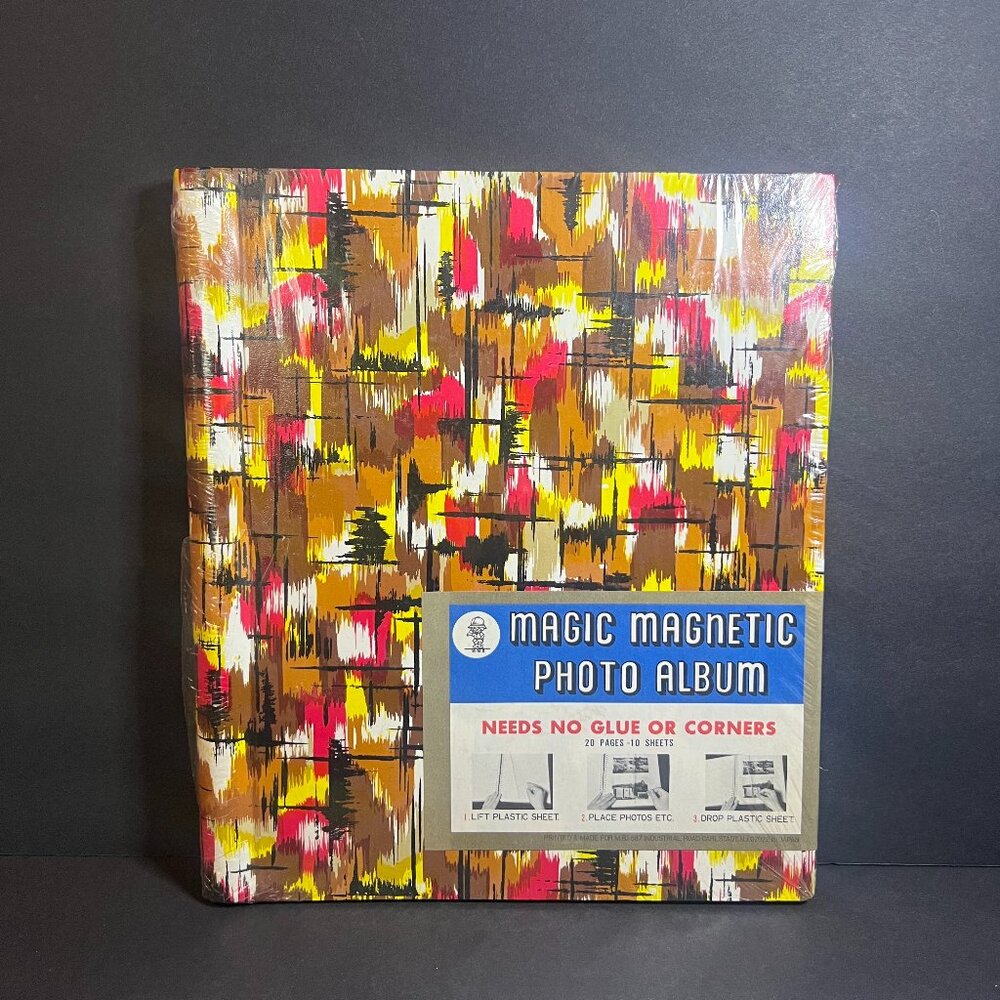 Vintage Multicolor Art Deco Magic Magnetic Photo Album - 20 Pages w/ 10 Sheets